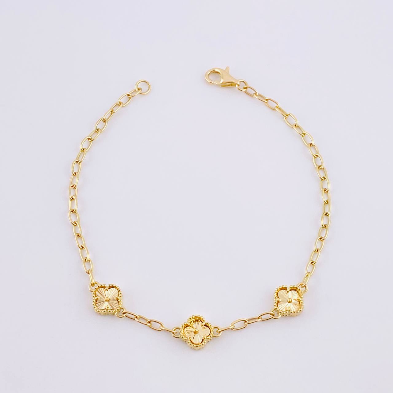 Pulso Aro Seguido Trébol 4.15g / 18.5cm / 2.5mm Oro Amarillo 18K