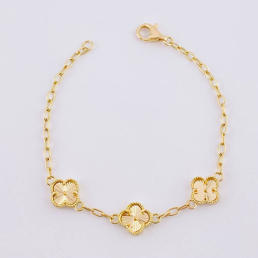 Pulso Aro Seguido Trébol 5.15g / 19.6cm / 2.5mm Oro Amarillo 18K