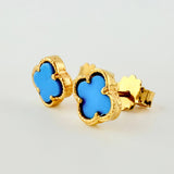 Topos Trebol Nacar Azul 1.45gr / 6.5mm Oro Amarillo Nac.Esp. 18K