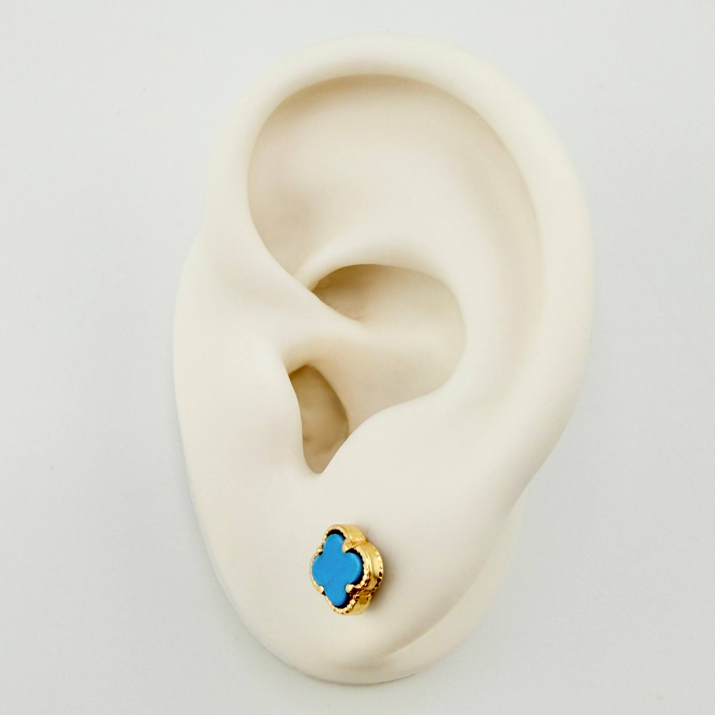 Topos Trebol Nacar Azul 1.45gr / 6.5mm Oro Amarillo Nac.Esp. 18K