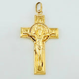 Dije Crúz Cristo Circulo San Benito 2.65gr / 4.1cm / Oro Amarillo 18K