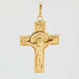 Dije Crúz Cristo Circulo San Benito 2.65gr / 4.1cm / Oro Amarillo 18K