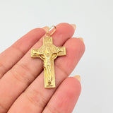 Dije Crúz Cristo Circulo San Benito 2.65gr / 4.1cm / Oro Amarillo 18K