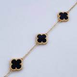 Pulso Aro Seguido Trebol Gradual 8.15gr / 17.2cm-19.5cm / 1.2mm Onix Negro Oro Amarillo Nac.Esp. 18K $