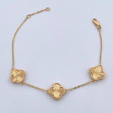 Pulso Aro Seguido Trebol Gradual 6.2gr / 18cm-20cm / 1.2mm Diamantado Oro Amarillo Nac.Esp. 18K $
