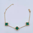 Pulso Aro Seguido Trebol Gradual 4.25gr / 17cm-18.7cm / 1.5mm Malaquita Verde Oro Amarillo Nac.Esp. 18K $