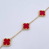 Pulso Aro Seguido Trebol Gradual 4.95gr / 17cm-19.2cm / 1.3mm Agata Roja Oro Amarillo Nac.Esp. 18K $