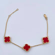 Pulso Aro Seguido Trebol Gradual 4.95gr / 17cm-19.2cm / 1.3mm Agata Roja Oro Amarillo Nac.Esp. 18K $