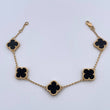 Pulso Espiga Trebol Gradual 8.25gr / 17.5cm-18.6cm / 1.4mm Onix Negro Oro Amarillo Nac.Esp. 18K $
