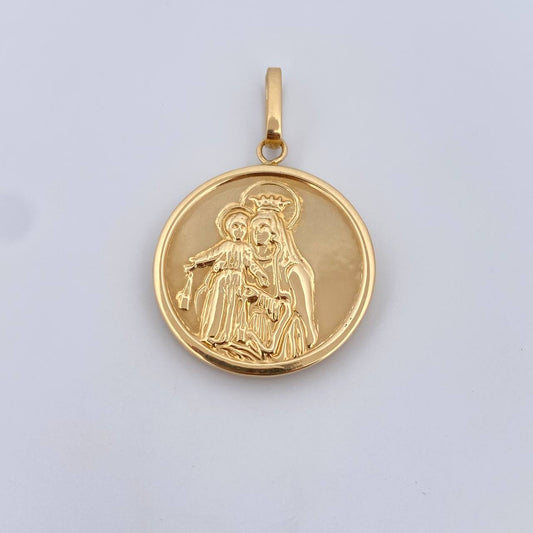 Dije Sagrado Corazon De Jesus 3.55gr / 3.8cm / Virgen Del Carmen Troquelado Oro Amarillo 18K &
