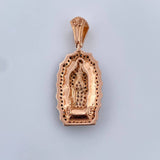 Dije Virgen Guadalupe 5.7gr / 3.5cm / Circones Blancos Negros Dos Oros Negro Rosa 18K &