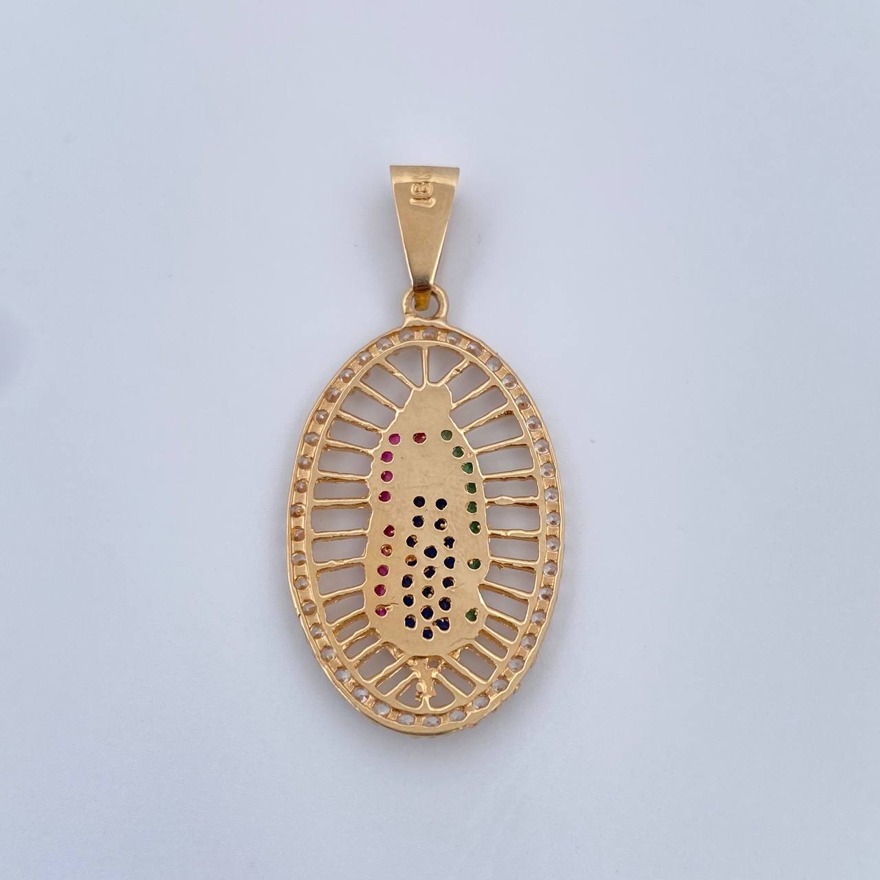 Dije Virgen Guadalpe 2.5gr / 3.5cm / Circones De Colores Oro Amarillo 18K &