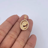 Dije Virgen Maria 2.6gr / 2.8cm / Circones Blancos Oro Amarillo 18K &