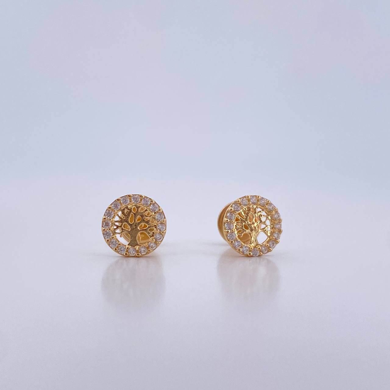 Topos Arbol De La Vida 0.85gr / Circones Blancos Oro Amarillo 18K $
