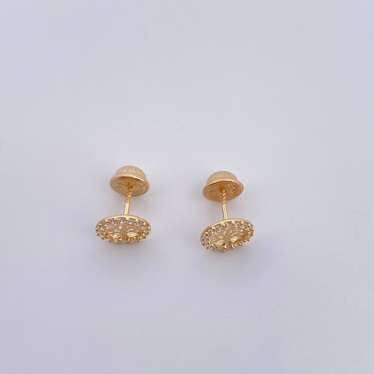 Topos Arbol De La Vida 0.85gr / Circones Blancos Oro Amarillo 18K $