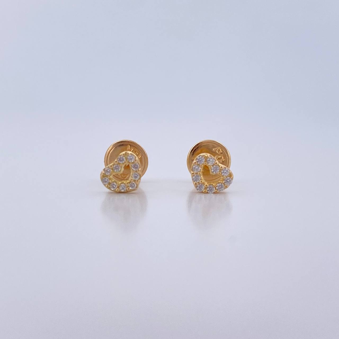 Topos Silueta Corazon 0.65gr / Circones Blancos Oro Amarillo 18K $