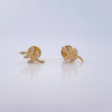 Topos Hojas 0.75gr / Circones Blancos Oro Amarillo 18K &