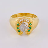 Anillo Herradura Caballo 5.95 g / T10 1/4 Dos Oros Amarillo Blanco 18K