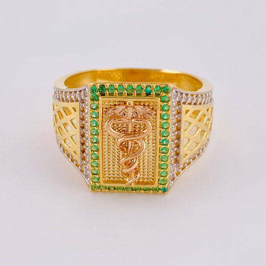 Anillo Caduceo De Serpiente 7.2 g / T10 1/4 Oro Amarillo 18K