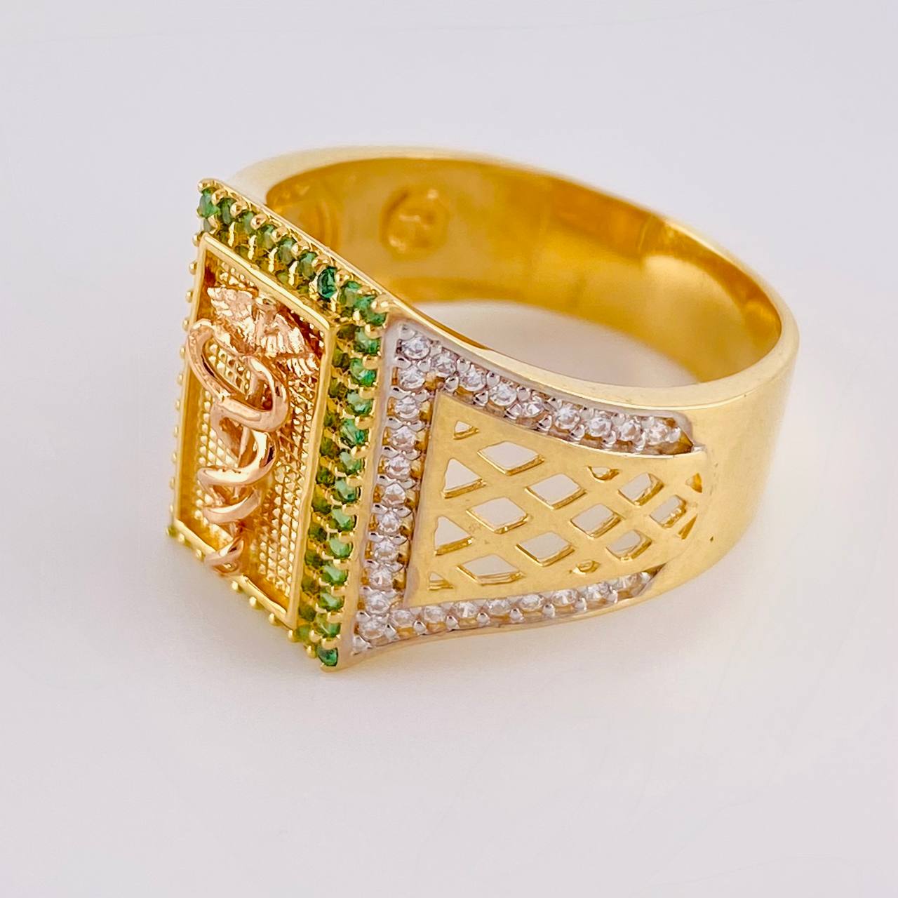 Anillo Caduceo De Serpiente 7.2 g / T10 1/4 Oro Amarillo 18K