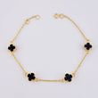 Pulso Modulable Trebol Onix Negro 2.65 g / 16.2 cm - 15 cm / 1.36 mm Oro Amarillo 18K