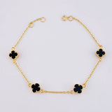 Pulso Modulable Trebol Onix Negro 2.7 g / 17.3 cm - 15.8 cm / 1.36 mm Oro Amarillo 18K