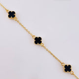 Pulso Modulable Trebol Onix Negro 2.65 g / 16.2 cm - 15 cm / 1.36 mm Oro Amarillo 18K