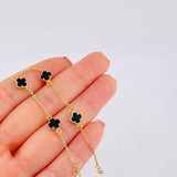 Pulso Modulable Trebol Onix Negro 2.65 g / 16.2 cm - 15 cm / 1.36 mm Oro Amarillo 18K