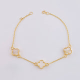 Pulso Modulable Trebol Blanco 3.75 g / 19.3 cm - 17.8 cm / 1.4 mm Oro Amarillo 18K