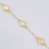 Pulso Modulable Trebol Blanco 3.75 g / 19.3 cm - 17.8 cm / 1.4 mm Oro Amarillo 18K