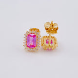 Topos Halo Rectangulo 2.1 g / 9.24 mm Oro Amarillo 18K