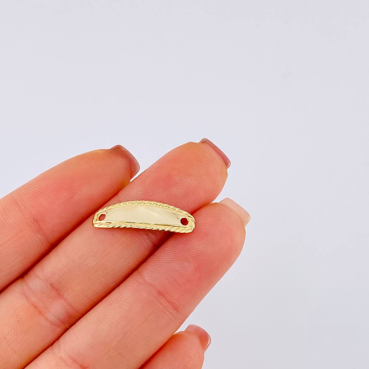 Herraje Placa Ovalada Bordeada 0.25 g / 2.2 cm Oro Amarillo 18K