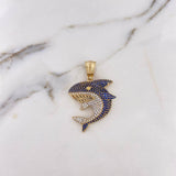 Dije Tiburon 14gr / 4.8cm / Circones Blancos Azules Oro Amarillo 18K $