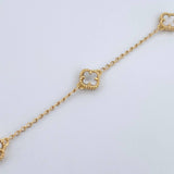 Tobillera Espiga Trebol Gradual 5.25gr / 23.5cm-24.7cm / 1.4mm Nacar Blanca Oro Amarillo Nac.Esp. 18K $