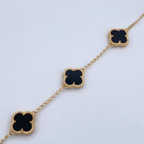 Pulso Espiga Trebol Gradual 5.55gr / 17.1cm-19.2cm / 1.3mm Onix Negro Oro Amarillo Nac.Esp. 18K $