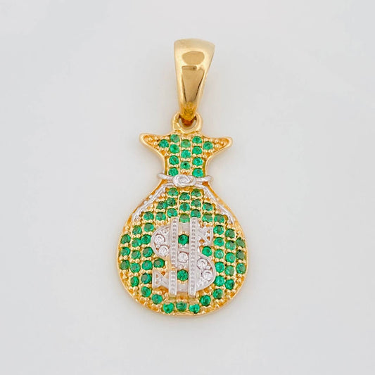 Dije Bolsa De Dinero 2.6 g / 3 cm Dos Oros Amarillo Blanco 18K