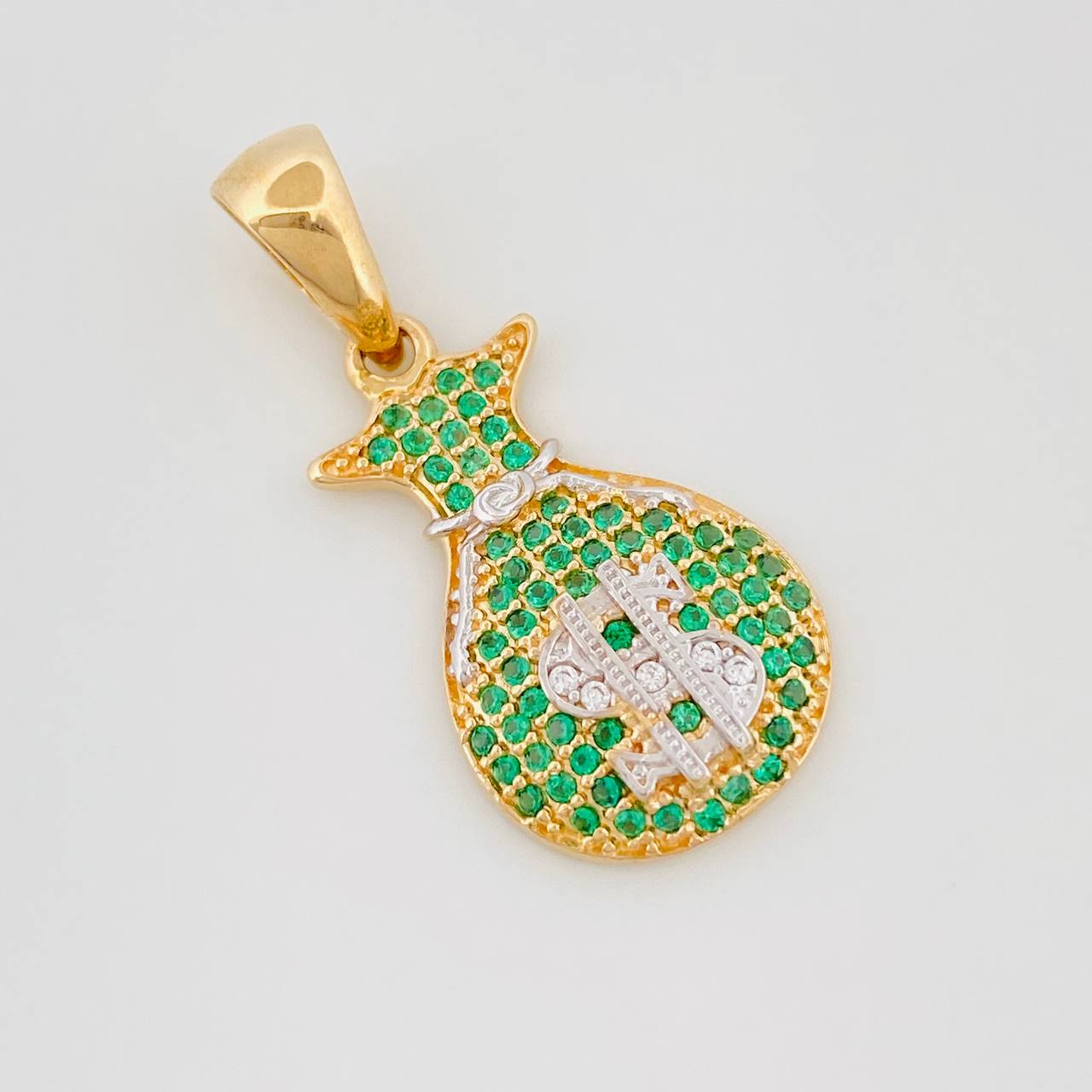 Dije Bolsa De Dinero 2.6 g / 3 cm Dos Oros Amarillo Blanco 18K
