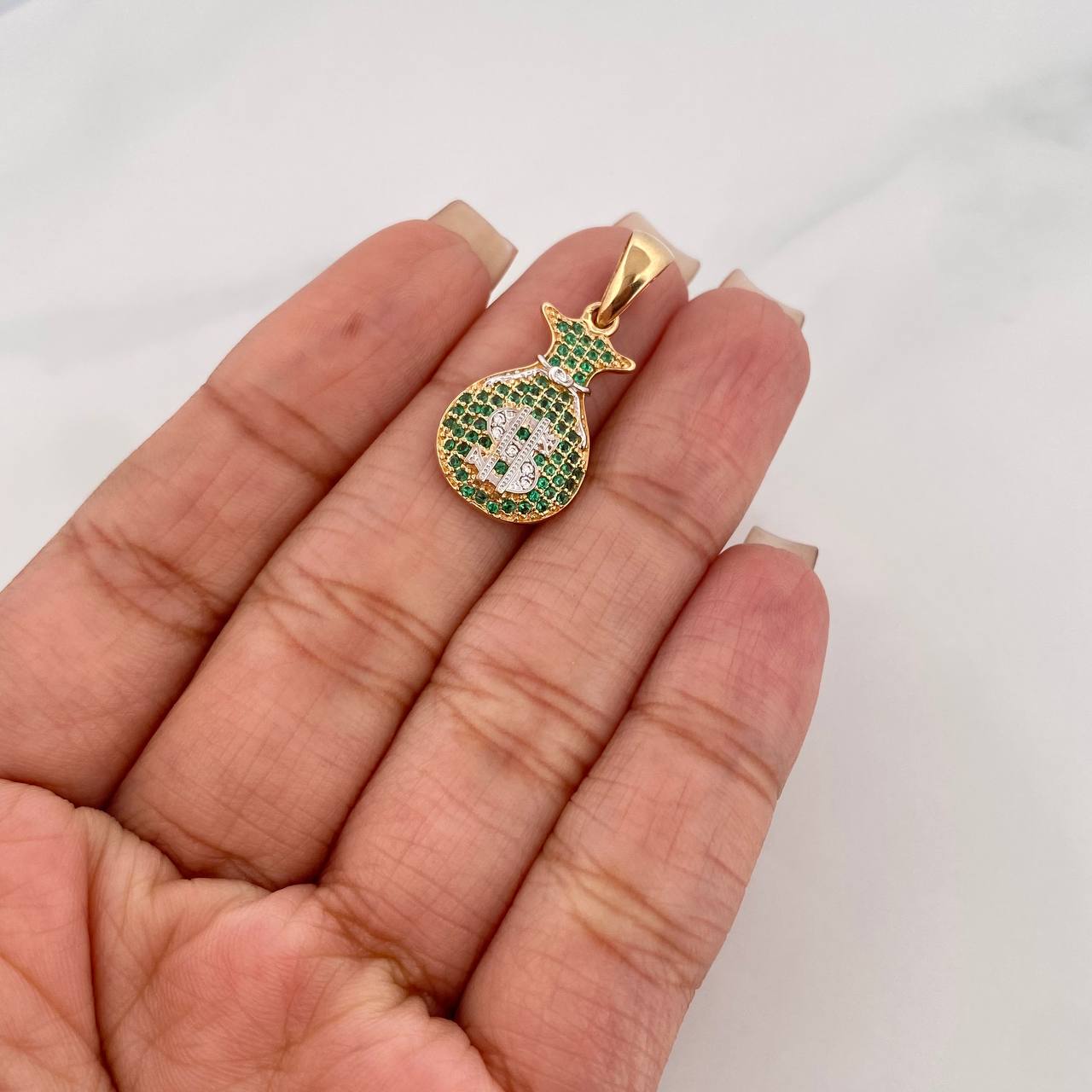 Dije Bolsa De Dinero 2.6 g / 3 cm Dos Oros Amarillo Blanco 18K