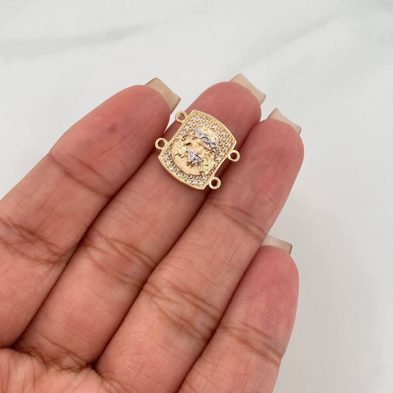 Herraje Cristo 2.75 g / 1.5 cm Dos Oros Amarillo Blanco 18K