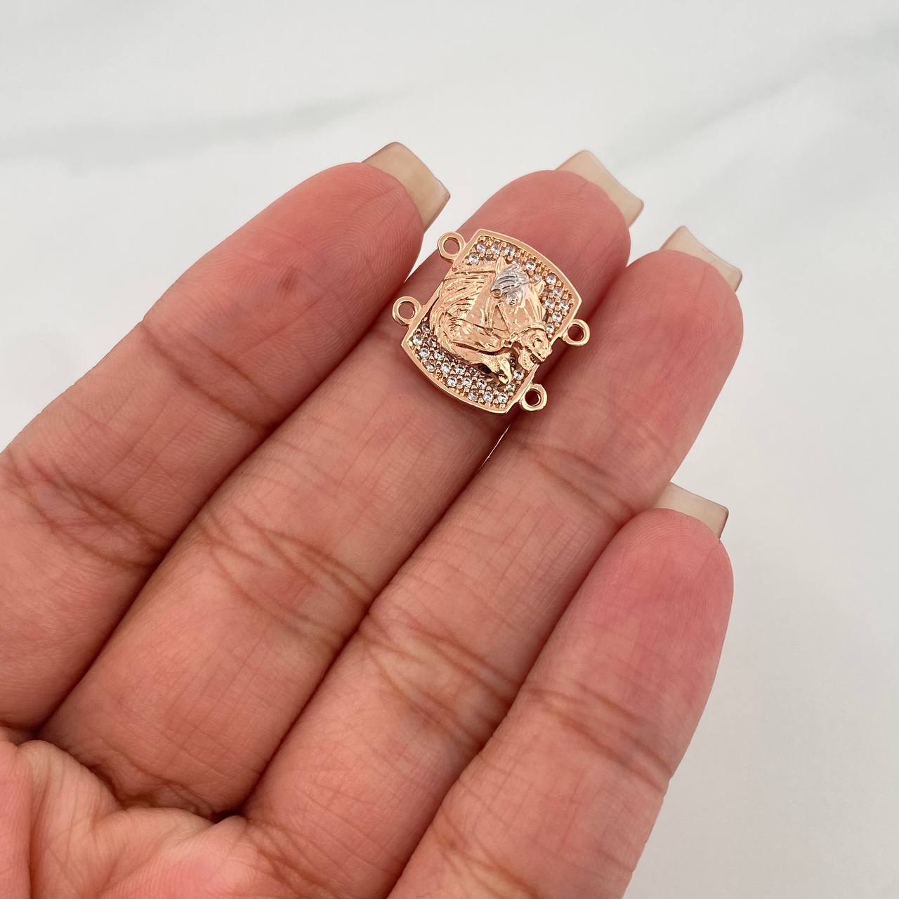 Herraje Herradura Caballo 2.55 g / 1.5 cm Dos Oros Blanco Rosa 18K