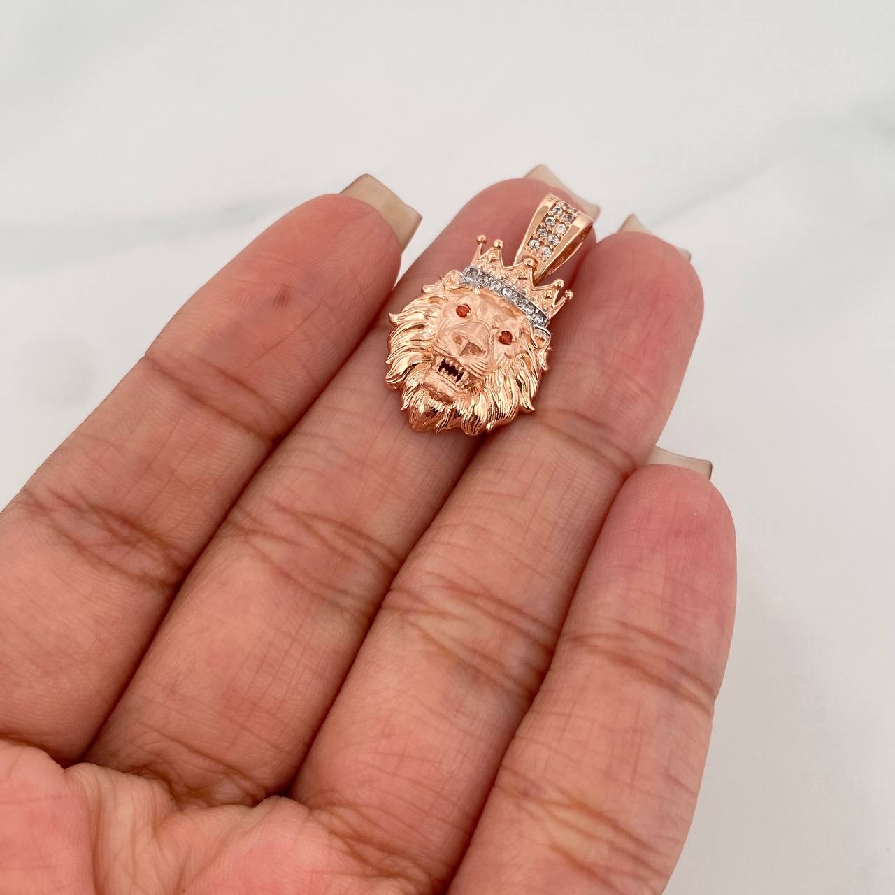 Dije Leon 3.35 g / 2.5 cm Dos Oros Blanco Rosa 18K