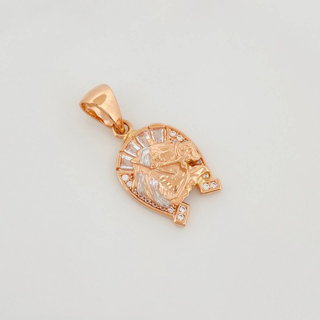 Dije Herradura Caballo 2.35 g / 2.5 cm Dos Oros Blanco Rosa 18K