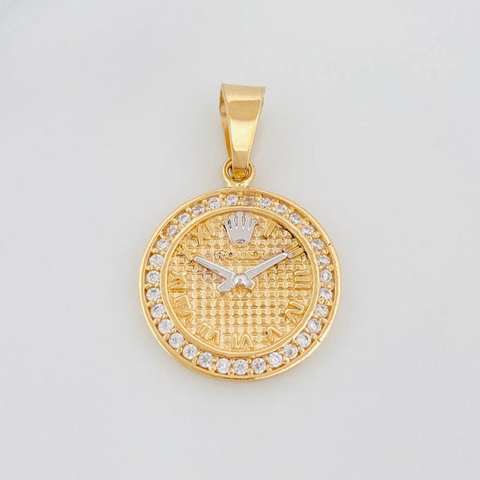 Dije Reloj Corona 3 g / 2.5 cm Dos Oros Amarillo Blanco 18K