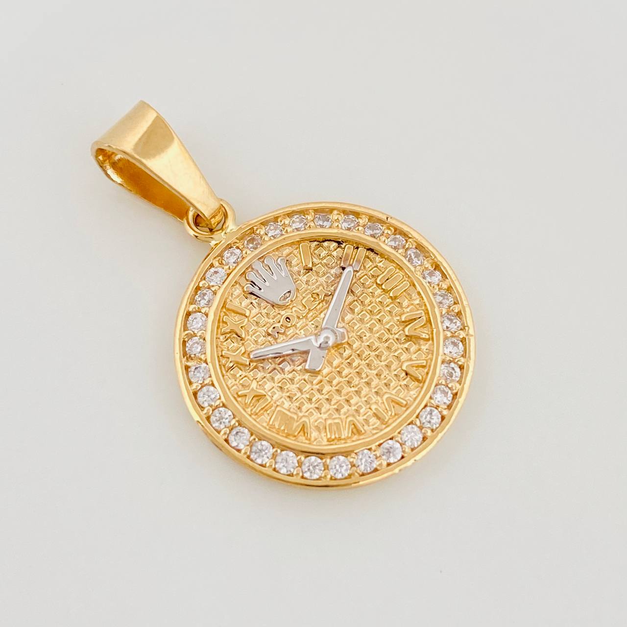 Dije Reloj Corona 3 g / 2.5 cm Dos Oros Amarillo Blanco 18K