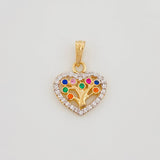 Dije Corazón Árbol De La Vida 1.35 g / 2 cm Dos Oros Amarillo Blanco 18K