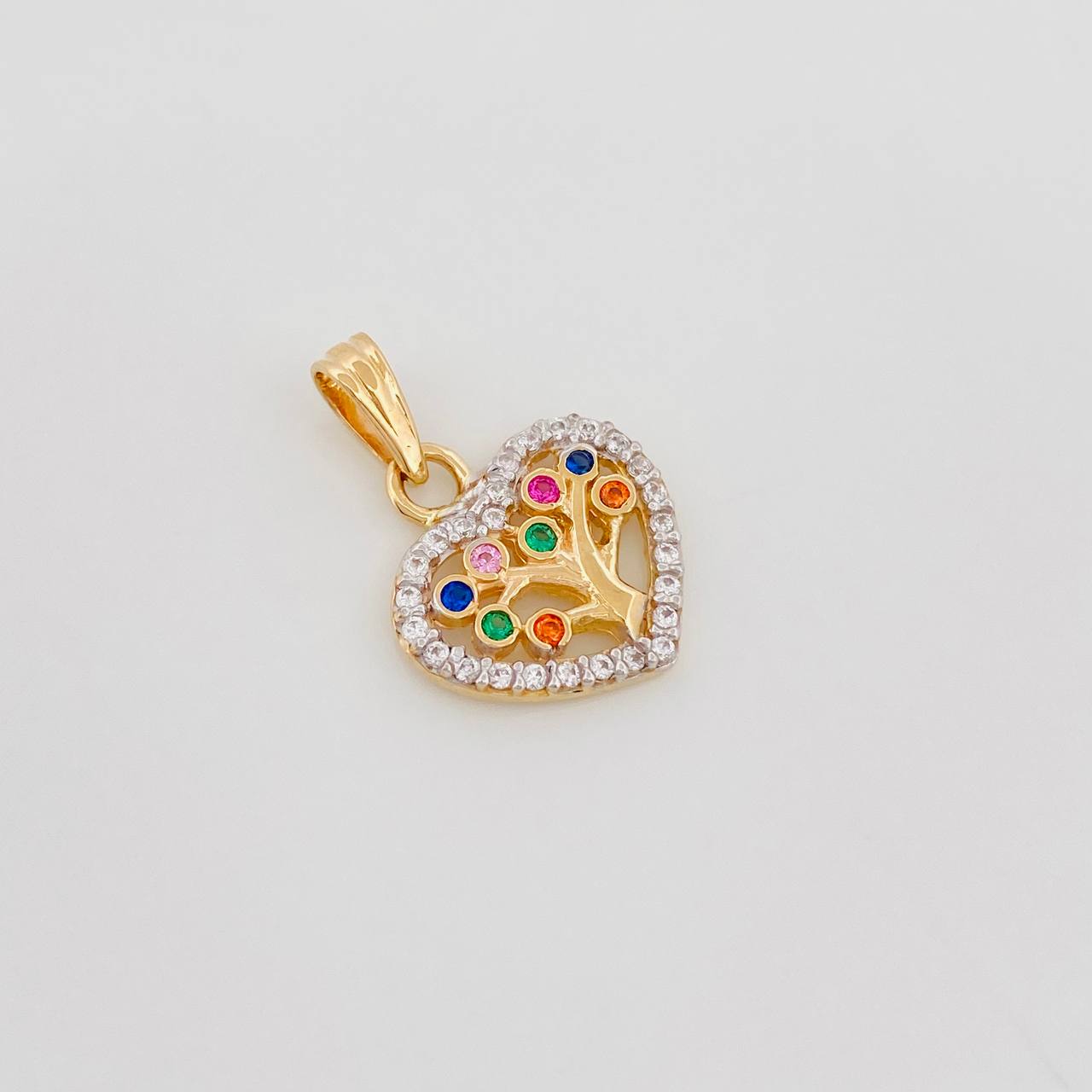 Dije Corazón Árbol De La Vida 1.35 g / 2 cm Dos Oros Amarillo Blanco 18K