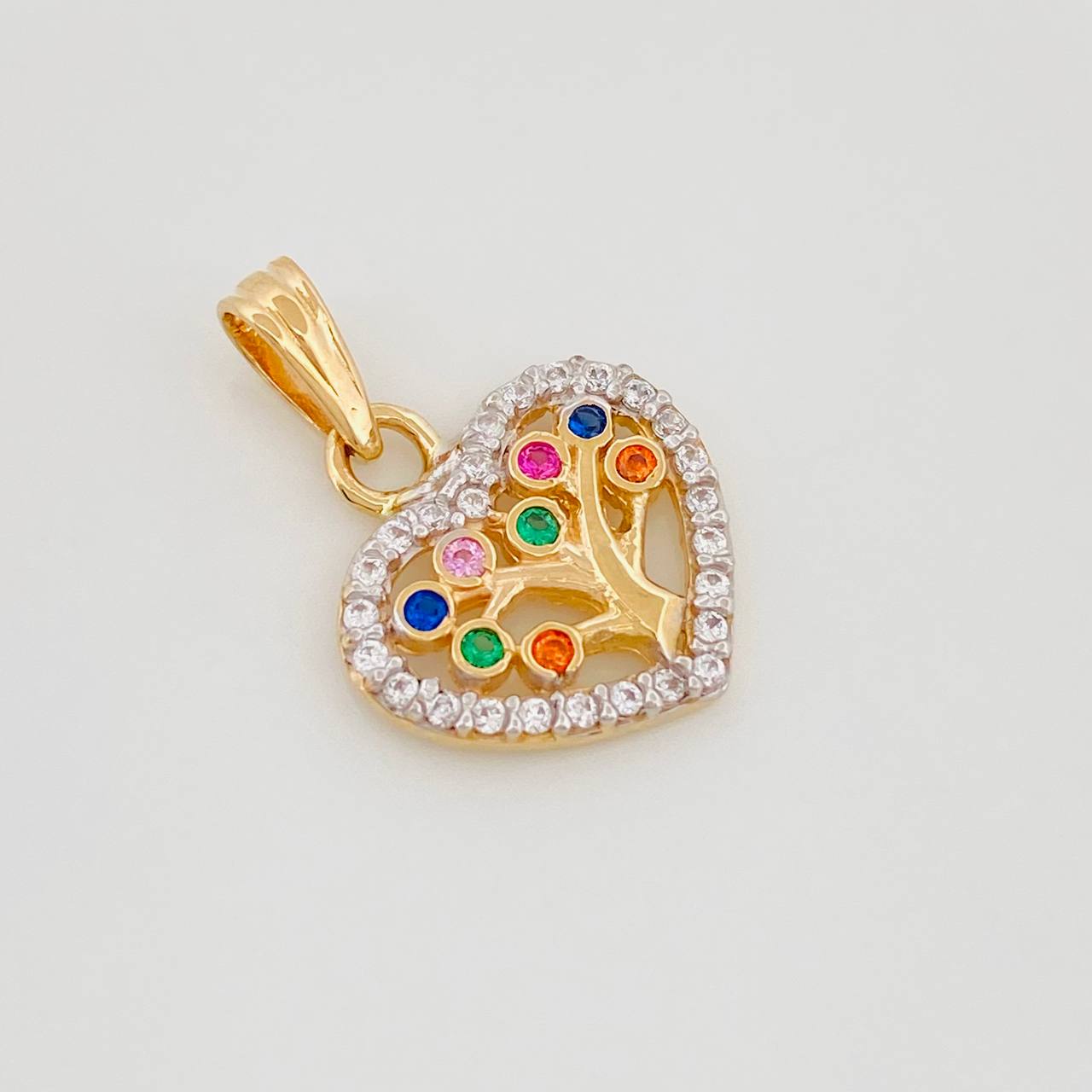 Dije Corazón Árbol De La Vida 1.35 g / 2 cm Dos Oros Amarillo Blanco 18K