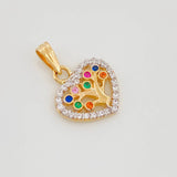 Dije Corazón Árbol De La Vida 1.35 g / 2 cm Dos Oros Amarillo Blanco 18K