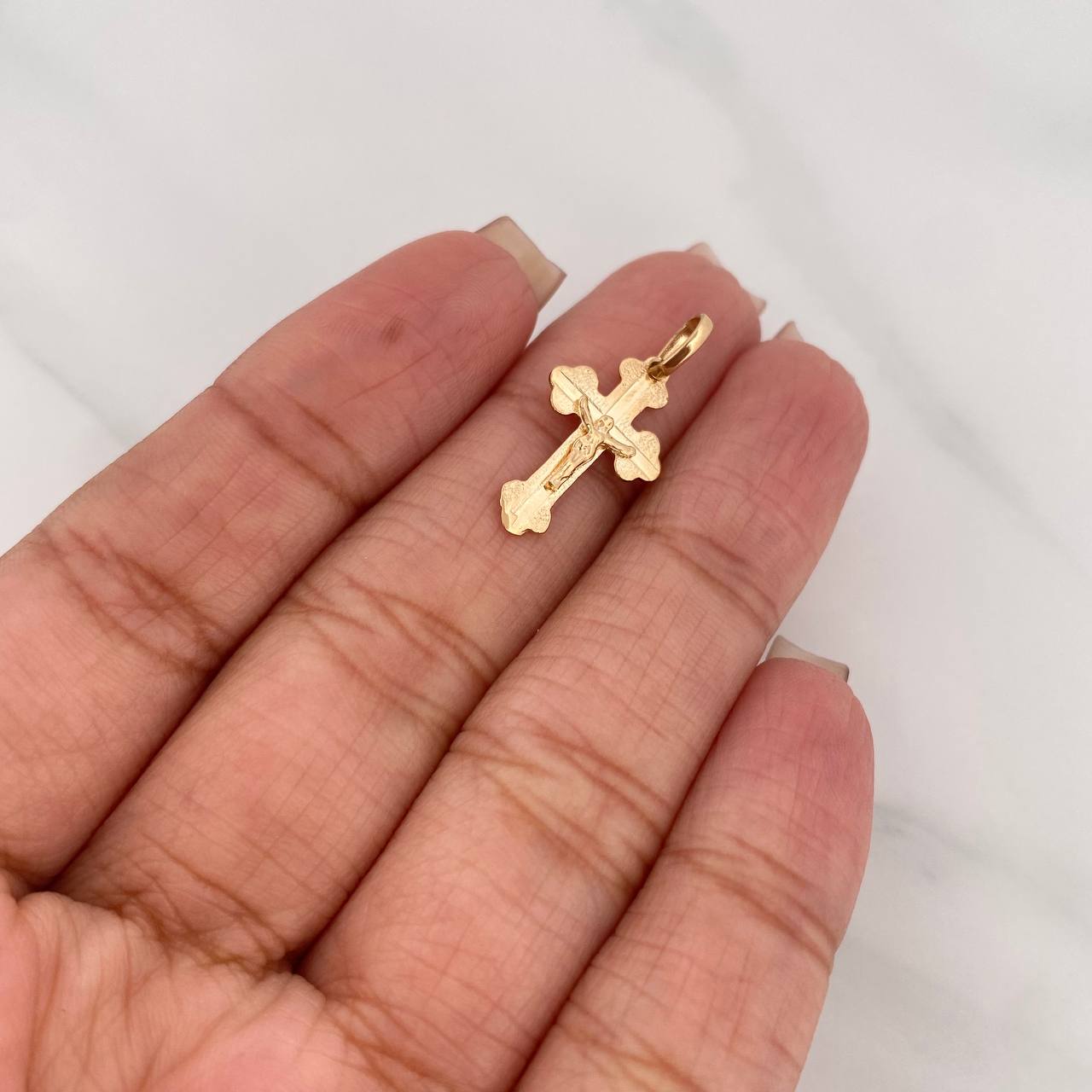 Dije Cruz Cristo Ortodoxa 1 g / 2.5 cm Oro Amarillo 18K