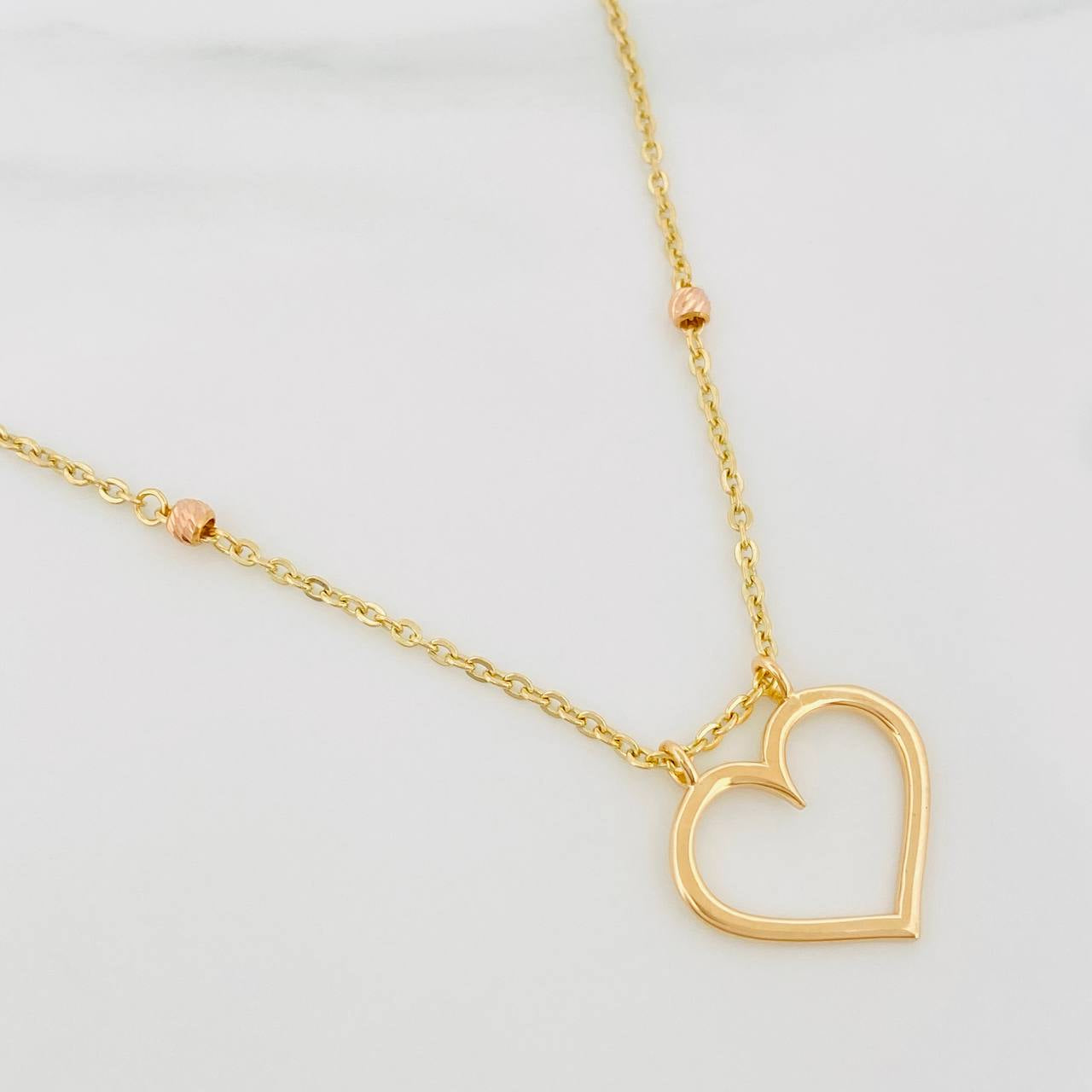 Cadena Aro Seguido Silueta Corazón 4.15 g / 46.3 cm / 3 mm Tres Oros 18K